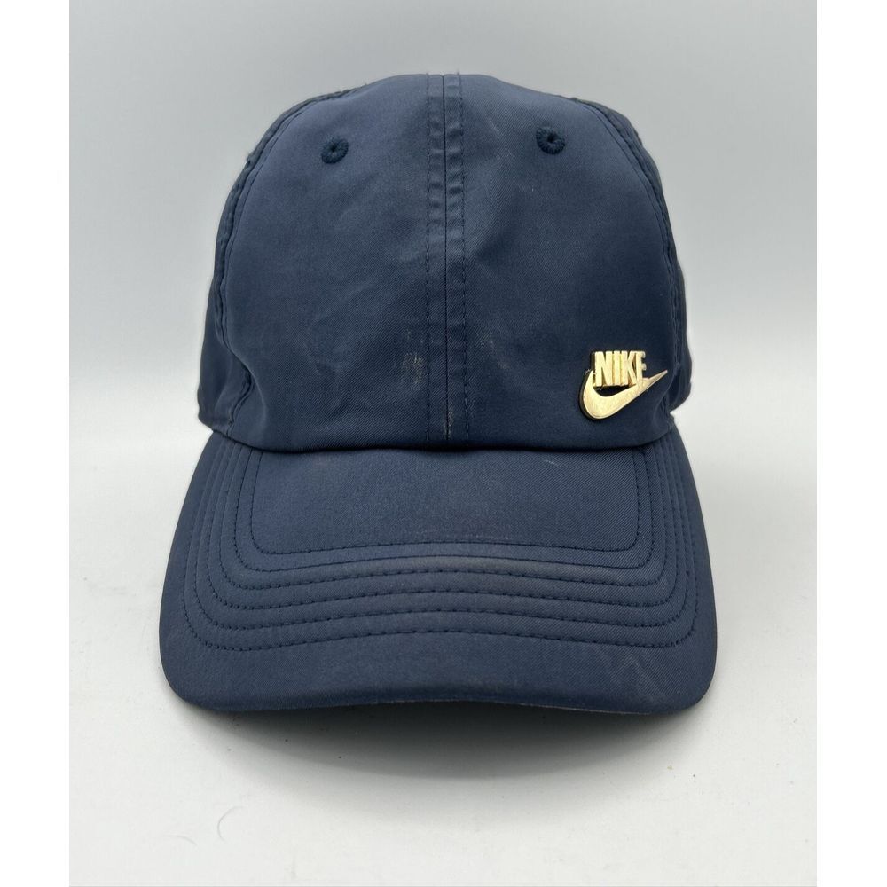 Nike Heritage86 SIZE Baseball Cap Navy Blue with Gold Metal Swoosh (See Picture)
